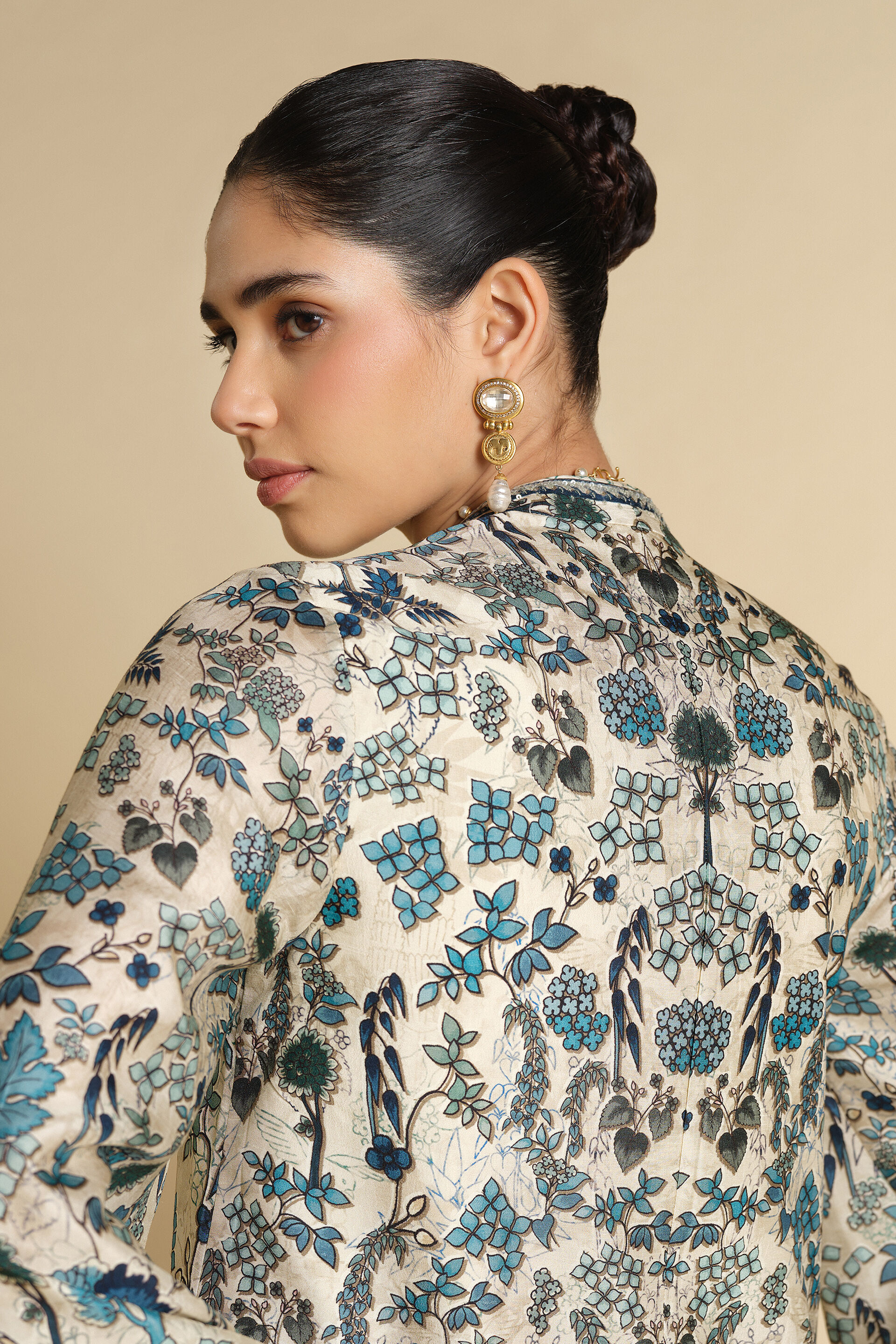 Avis Printed Silk Jacket Set - Beige, Beige, image 6